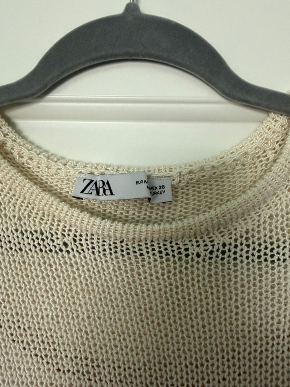 Zara Cream Long-Sleeve Knit Shift Dress - Picture 4 of 8